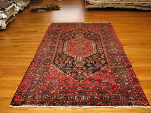 Red Hamedan Herati Persian Rug Wool, Red Persian Rug